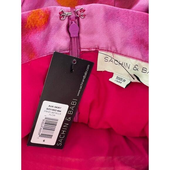 SACHIN + BABI “Ava” Maxi Skirt with Pockets in Floral Pink Watercolor – 6 NWT - Picture 6 of 9